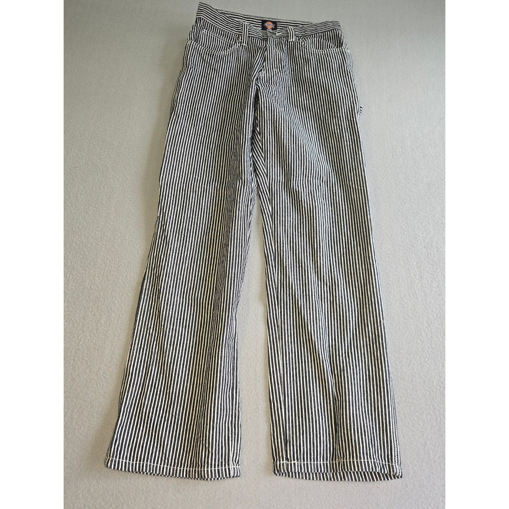 Dickies Carpenter Pants Unisex 28x32 Black White Hickory Stripe Utility Trousers
